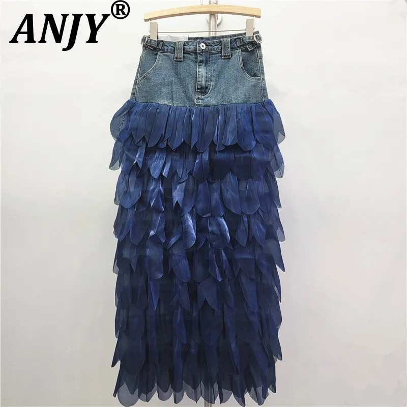 

ANJY 2025 Autumn European New Women Trendy Niche Tide Layered Patchwork Versatile Skirt Fashionable Chic Ins Loose Skirts A16758