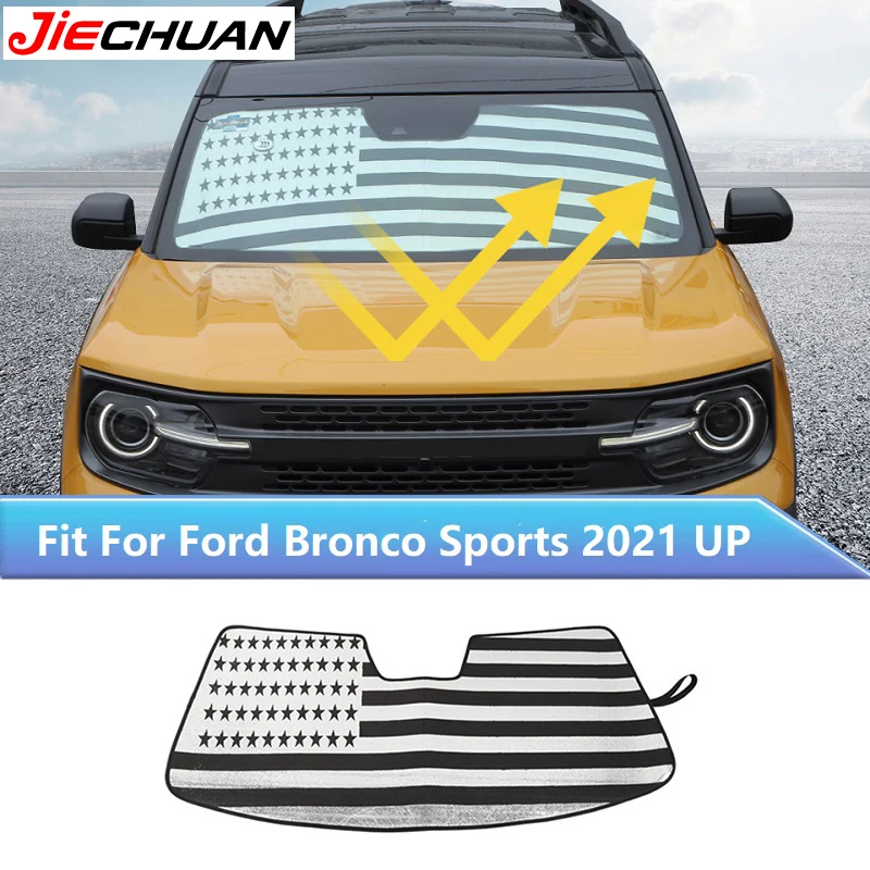

JIECHUAN Car Front Windshield Full Window Glass Sun Shield Anti UV Ray Sunshade Cover For Ford Bronco Sport 2021 Up,Accessories