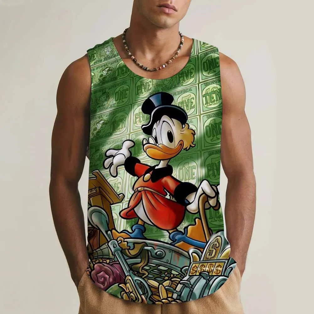 Cross border European size Disney Donald Duck print round neck fitness vest, underwear, muscle fast drying basketball vest