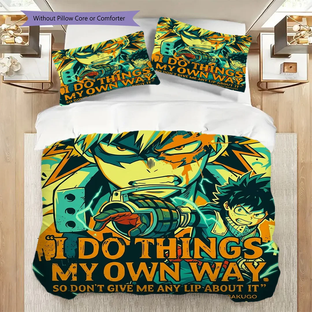 My Hero Academia Printed Duvet Cover Set & Pillowcase Bedroom Daily Use Ornament Fan Gift-kwq346