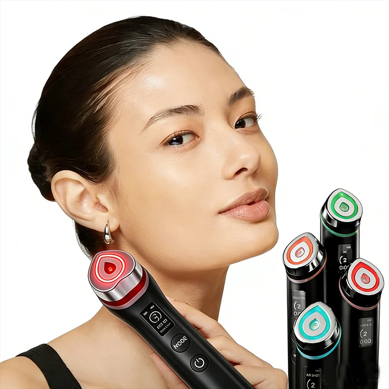 New 6 in 1 Multifunction Ager Booster Pro Skin Therapy Wand Facial Led Lights Beauty Wand Tool
