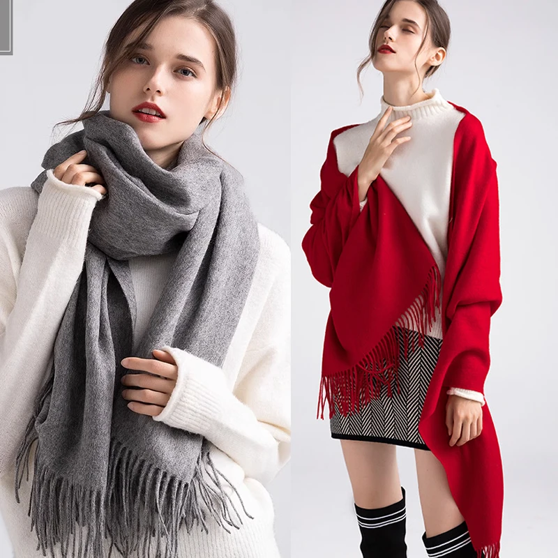 2024 Winter Scarf Women Thick Blanket Keep Warm Cashmere Pashmina Shawls and Wraps Bufanda Echarpe Poncho Stoles