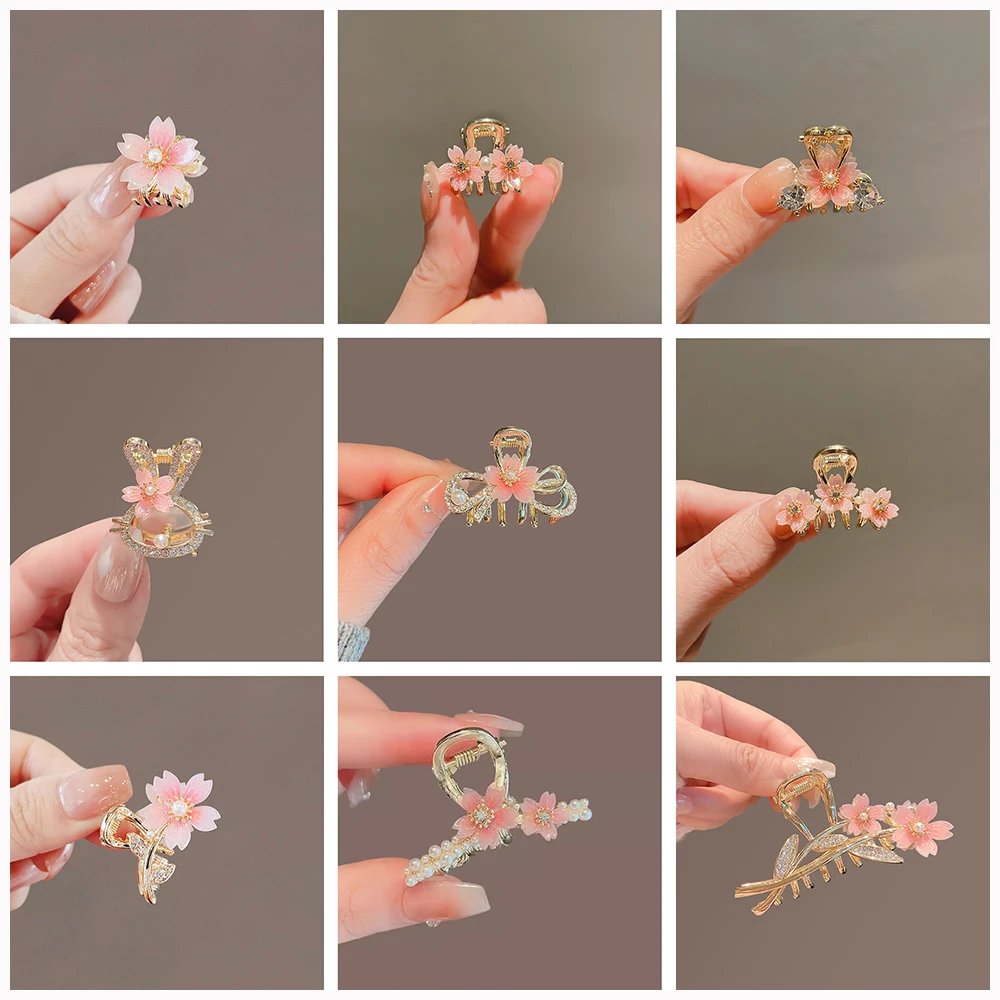 Spring Romantic Sakura Hair Clips Small Size Women Exquisite Bangs Clip Side Clip Girls Mini Metal Hairpin Headwear