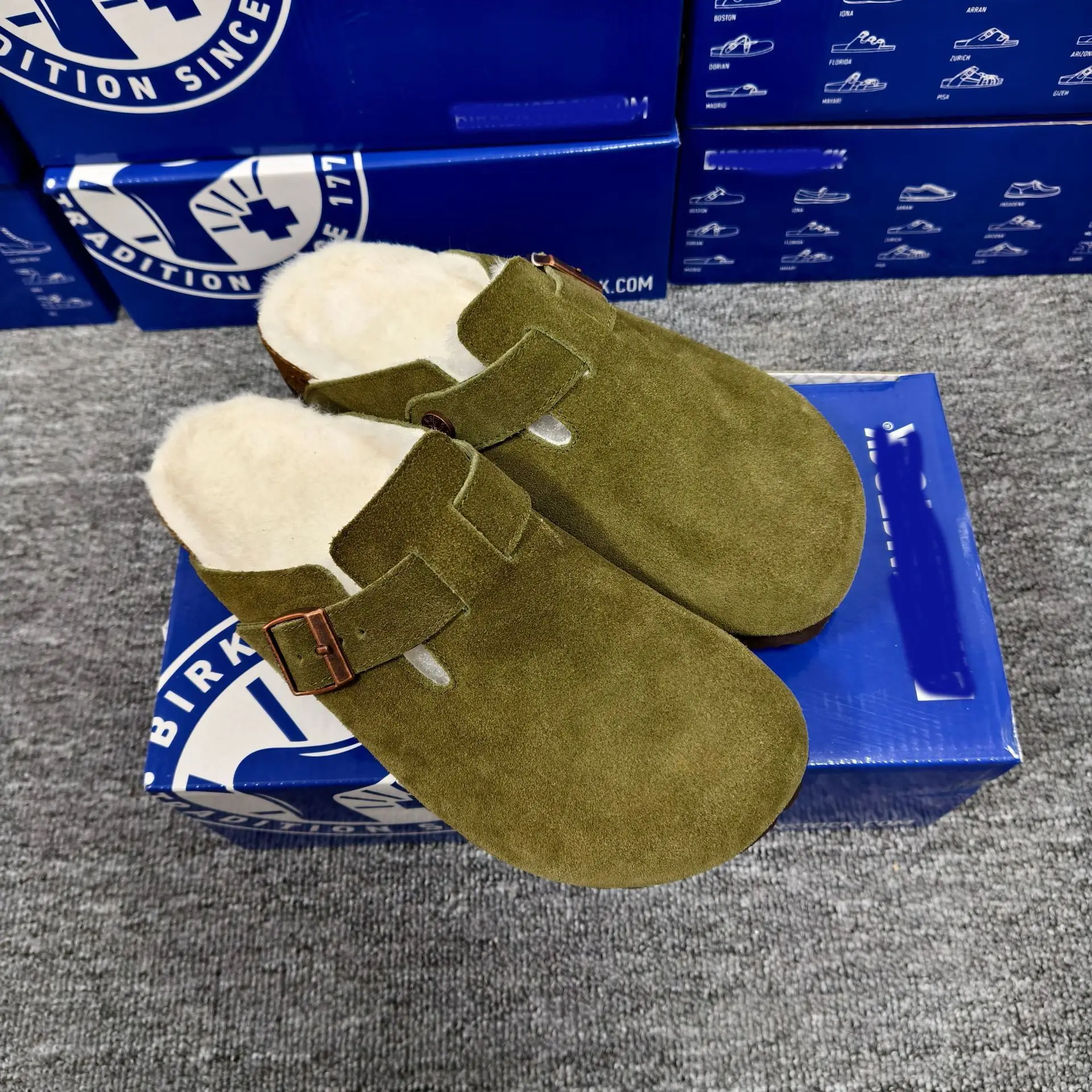 Half pack cotton Boken shoes autumn and winter new item cowhide real wool half pack Boken oak sole external slippers