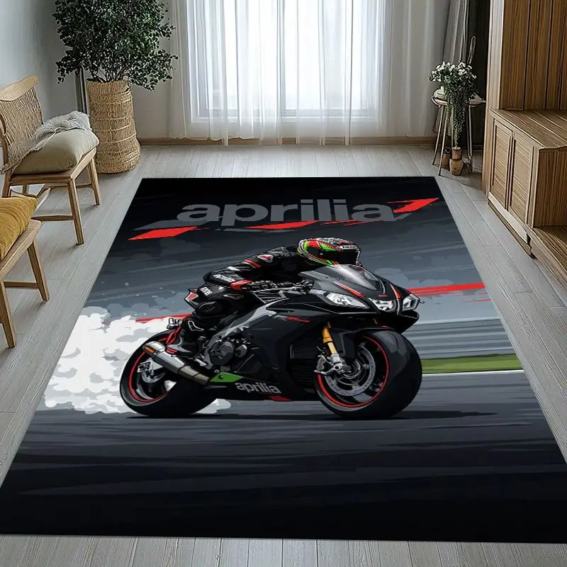 A-Aprilia Motorcycle Style Garage Racing Non-Slip Large Area Rug for Living Room,Bedroom Playroom Carpet Mat for Sofa,Home Decor
