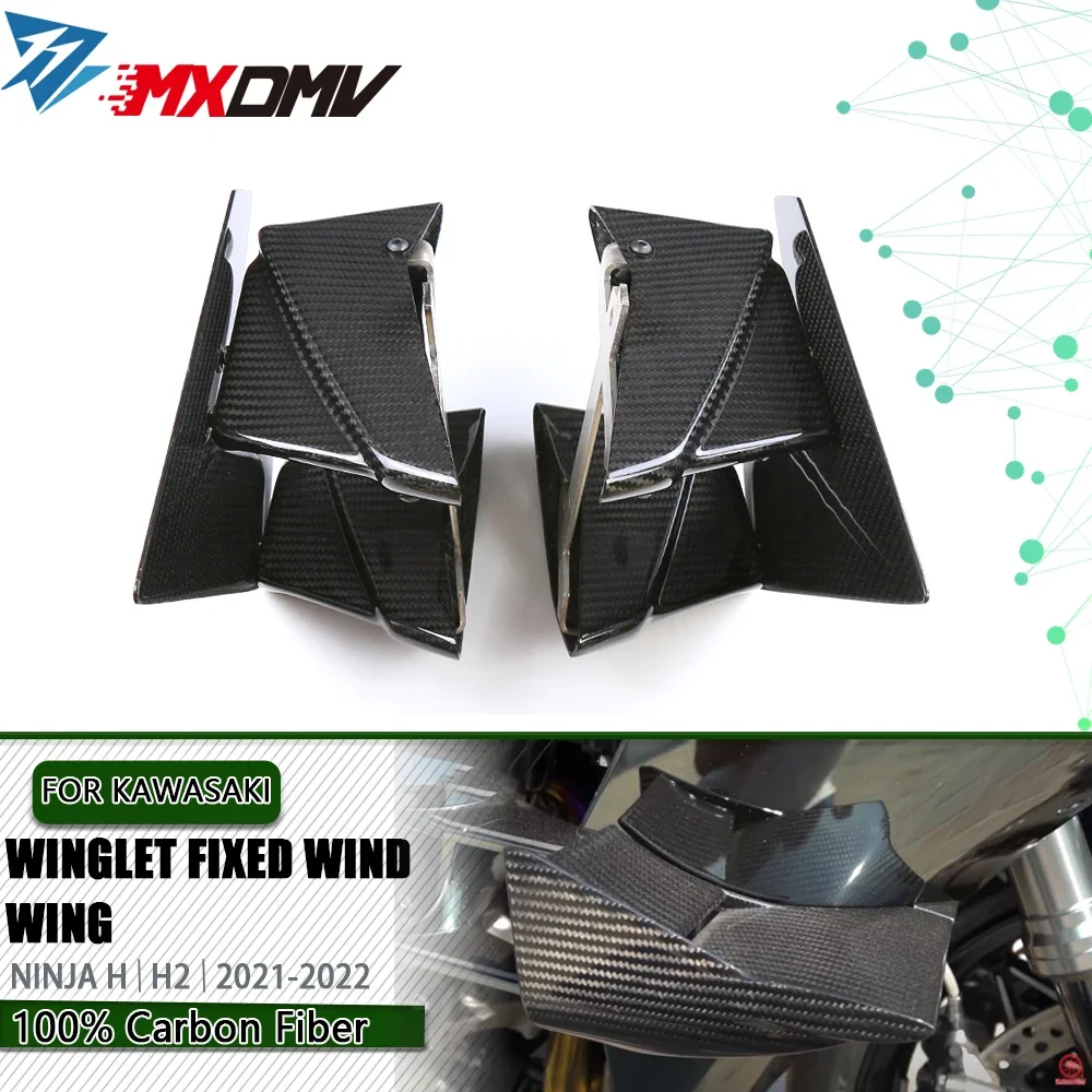 Winglets Air Deflector For Kawasaki NINJA H2 H2R 2021-2022 Motorcycle Carbon Fiber Winglet Suitable Fixed Wind Wing