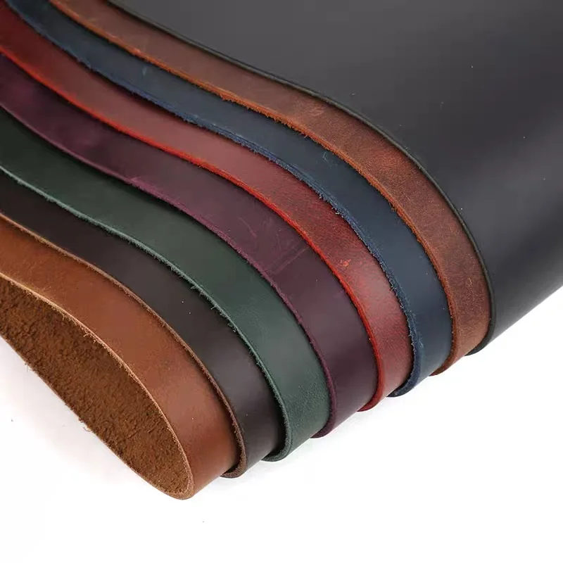 Crazy Horse leather, first-layer cowhide, handmade DIY leather goods, slightly stiff, full-piece color-changing leather, vintage