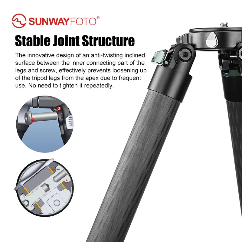 SUNWAYFOTO T4040CM Heavy Duty Carbon Fiber Tripod for Video Camera Photography , 4 sections, 88lb(40kg) Load