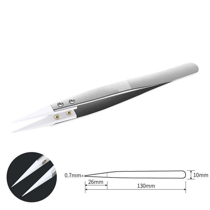 Ceramic Tipped Stainless Steel Tweezers Tips Heat Pointed Resistant Tweezer Electronic Soldering Tweezers Fine Pointed Tip