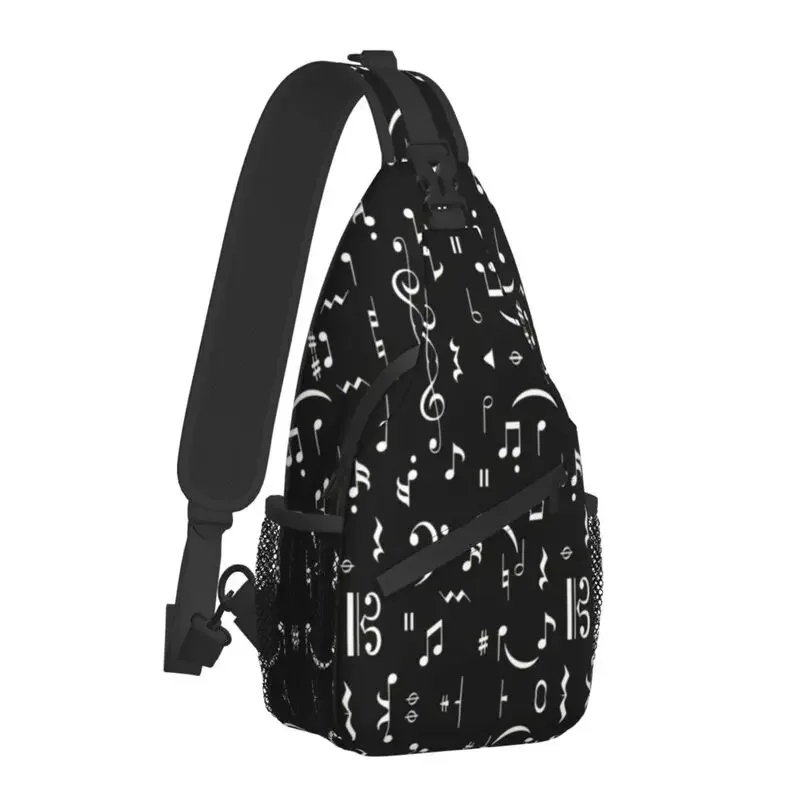 Music Note Design Crossbody Sling Backpack Men Custom Fashion Piano Keys Shoulder Chest Bag for Cycling Camping Daypack