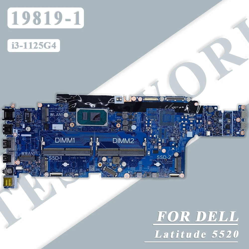 19819-1 For Dell Latitude 15 5520 Laptop Motherboard i3-1125G4 CPU SRK8S MEC  5107-LJ I/O Chip Notebook Mainboard 100% Full Test