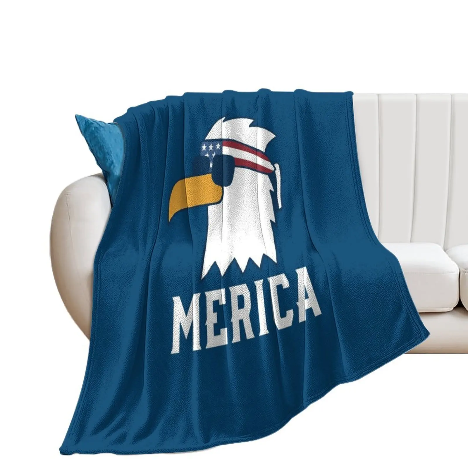 Eagle Mullet Merica Shirt Men & Kids 4th of July American Flag USA Blue Throw Blanket Beautifuls Cute Designers Blankets