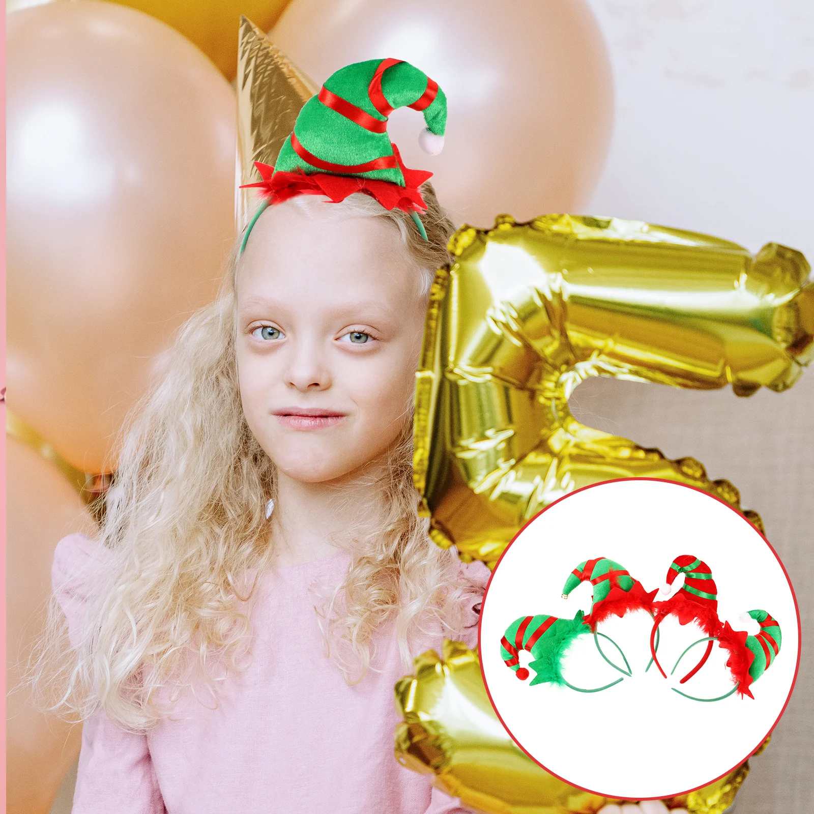 

4pcs Christmas Hat Hair Hoops Premium Hairband Durable Chic Party Headdress Lovely Festival Celebration Hair Wear
