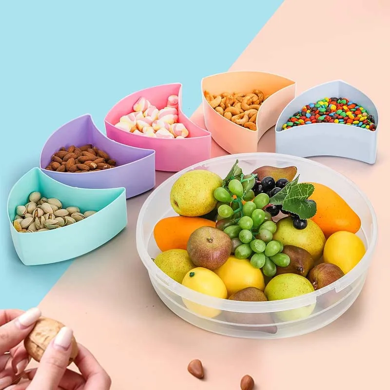 Multi-function Food Storage Tray with Lid Food Containers Tray To Keep for Nuts and Candy Dried Fruit Snack Plate Serving Platte