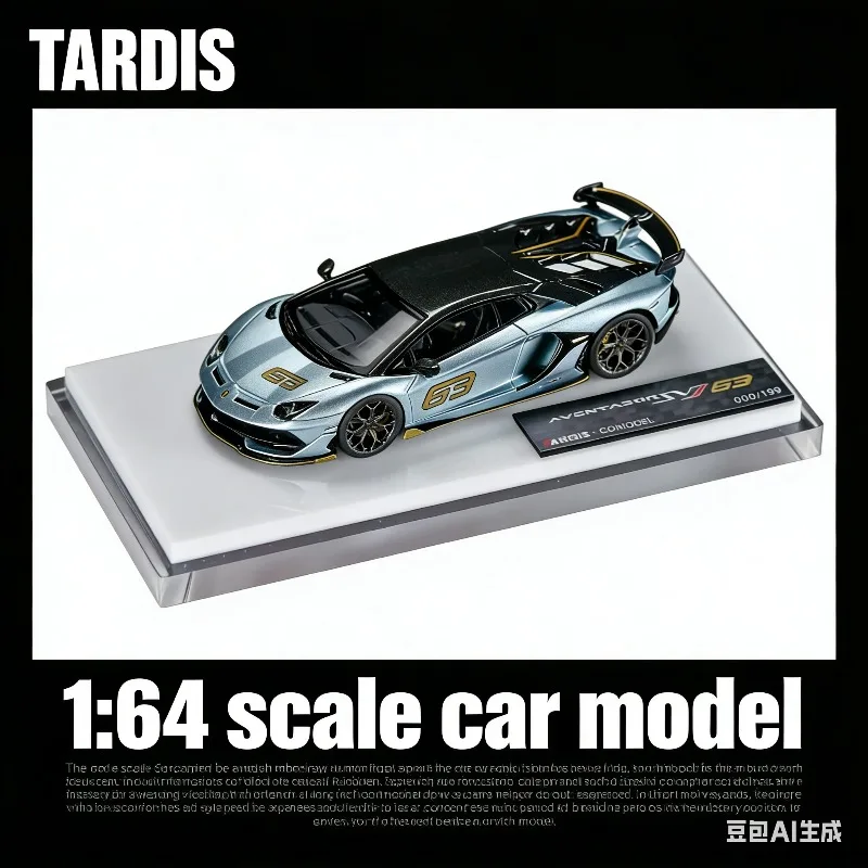 

TARDIS 1:64 Lamborghini Aventador SVJ 63 – Baby Blue & Gold Accents