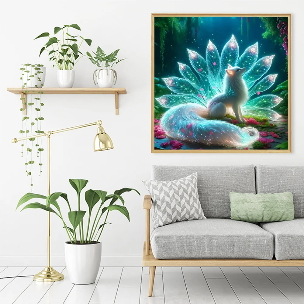 Huacan Diamond Painting Fox Fantasy Diy Diamond Mosaic Animal Art Home Decoration Handmade Holiday Gift Craft Kit