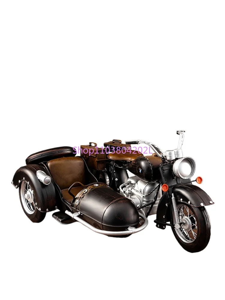 Retro Nostalgic Ornaments Crossbody Three Wheeled Motorcycle Model Artistic Home Living Room Entrance Furnishings Show