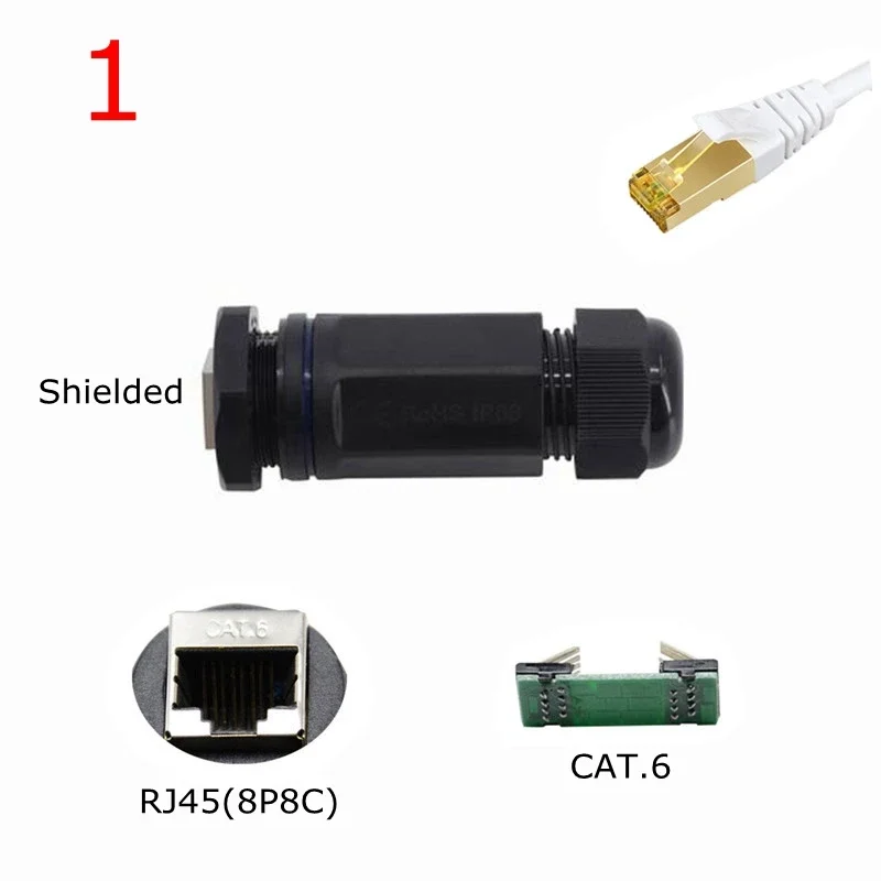 Сетевой кабель RJ45 Водонепроницаемый разъем RJ45 CAT6 Женский экранированный M25 с одной двойной головкой Наружный провод Водонепроницаемая розетка