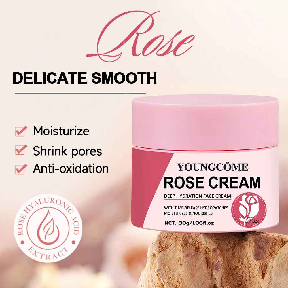 YOUNGCOME Rose Moisturizing Face Cream Moisturizing And Hydrating Firming Skin Smoothing Wrinkles Reducing The Look Of Aging
