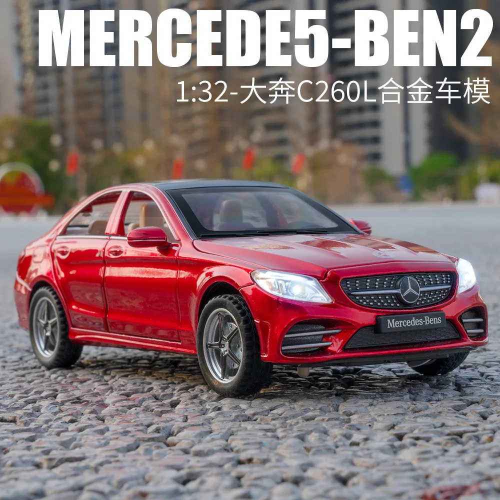 1:32 Mercedes-Benz C260L Car Model Pull Back Acousto-optic Alloy Discast Metal Toys Car goods Model for Children boys A54