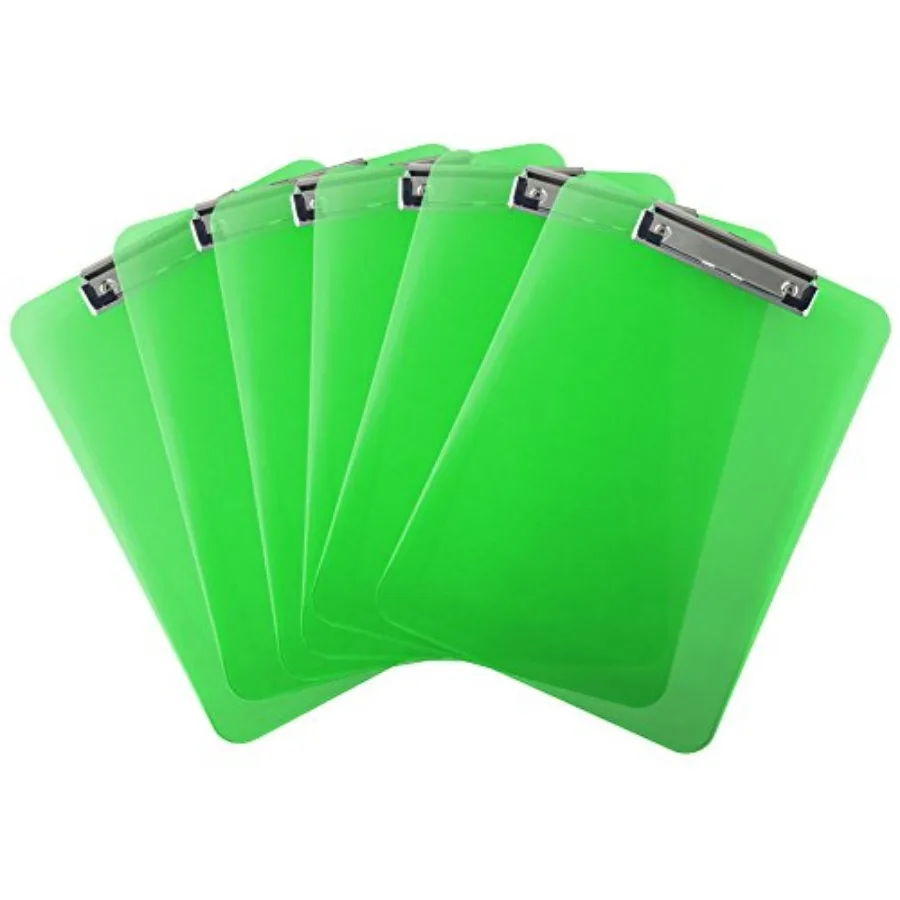 

Trade Quest Plastic Clipboard Transparent Color Letter Size Low Profile Clip Pack of 6 (Green)
