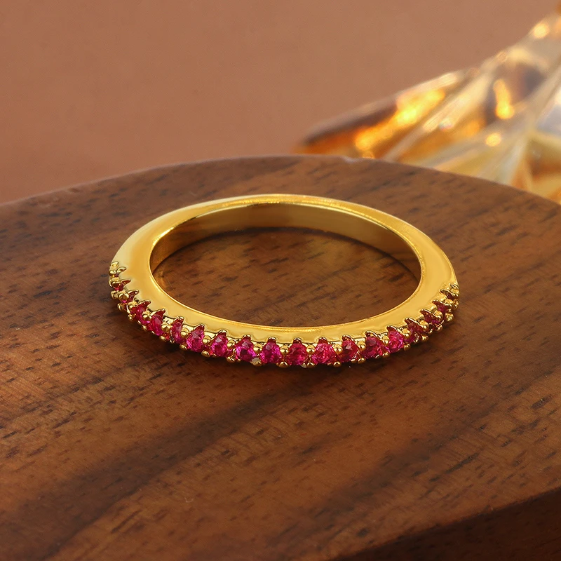 【Bestseller】مجموعة قنوات وردية وردية مطلية بالذهب عيار 18 قيراط للنساء، شريط بسيط قابل للتكديس، مجوهرات لذيذة، هدية لها #2