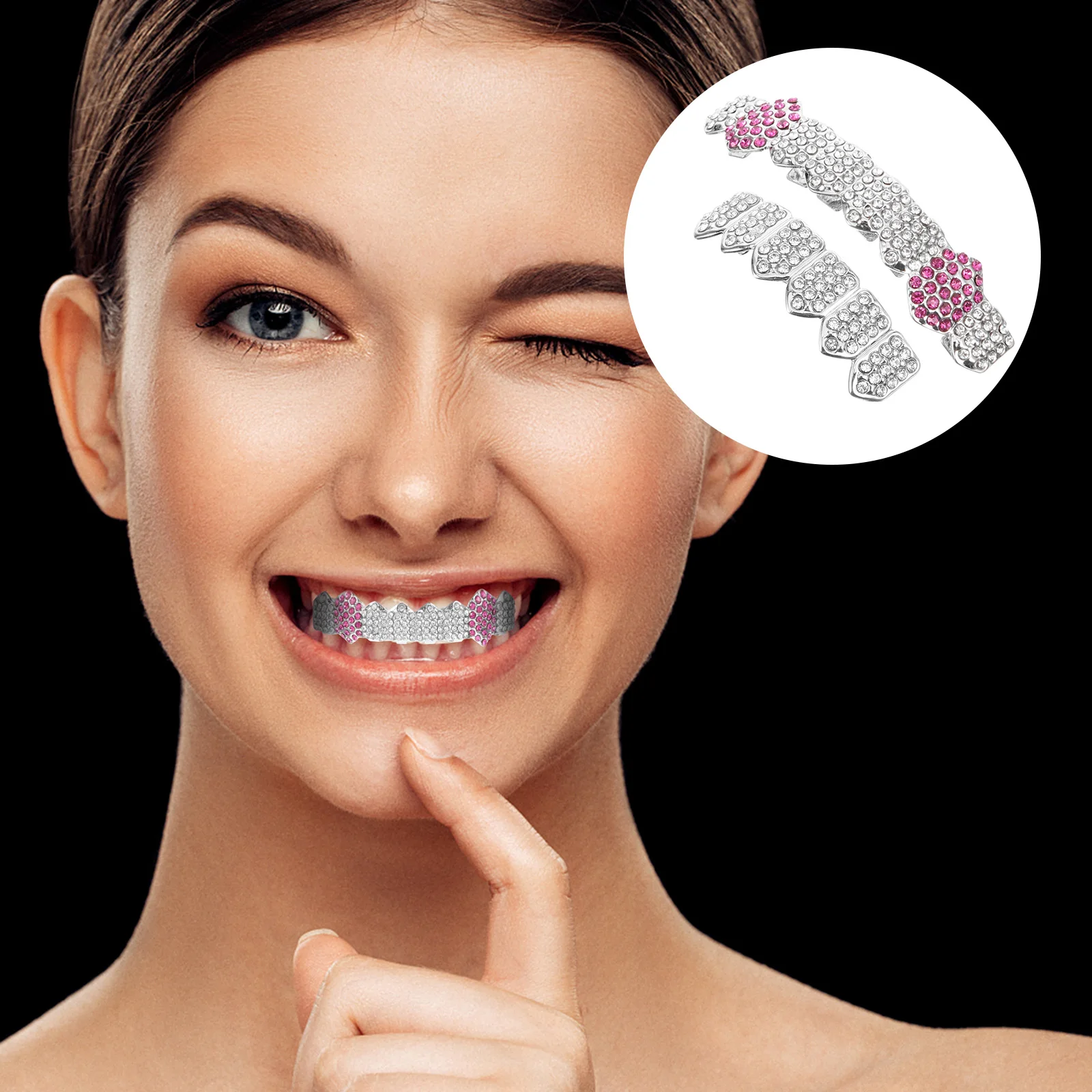 1Set Hip Hop Teeth Grills Easy to Use Portable Design Fashion Grill Teeth Jewelry for Men Women Cosplay Hip-Pop Accessories