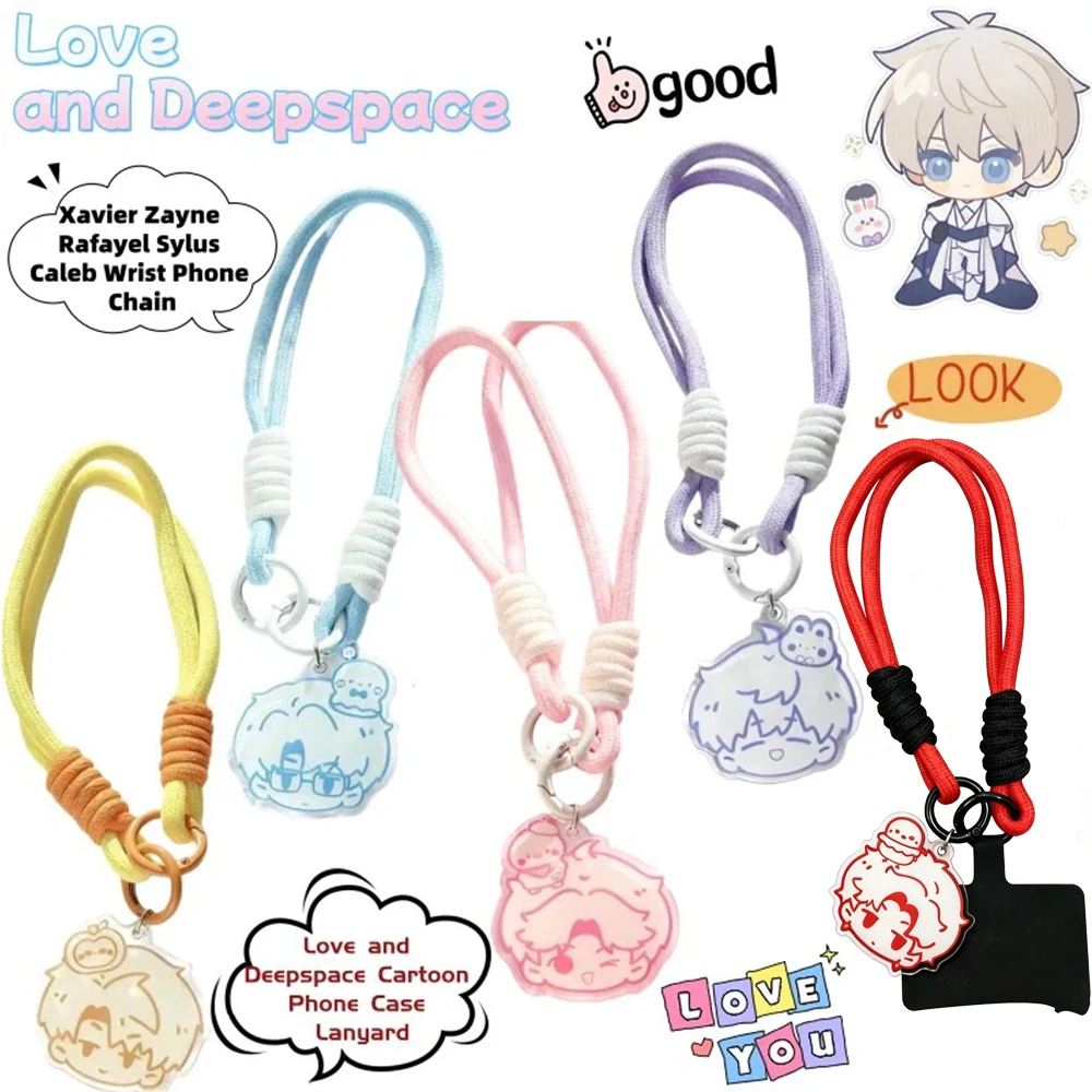 5 Styles Game Love and Deepspace Keychain Cartoon Character Xavier Zayne Rafayel Sylus Caleb Acrylic Lanyard Cosplay Props Gift