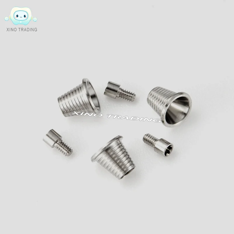Conjunto de 6 Bases Multifuncionais Fresadas em CNC de Alta Precisão para Implantes Dentários Nobel Active - Produto Metálico de Substituição do Fabricante