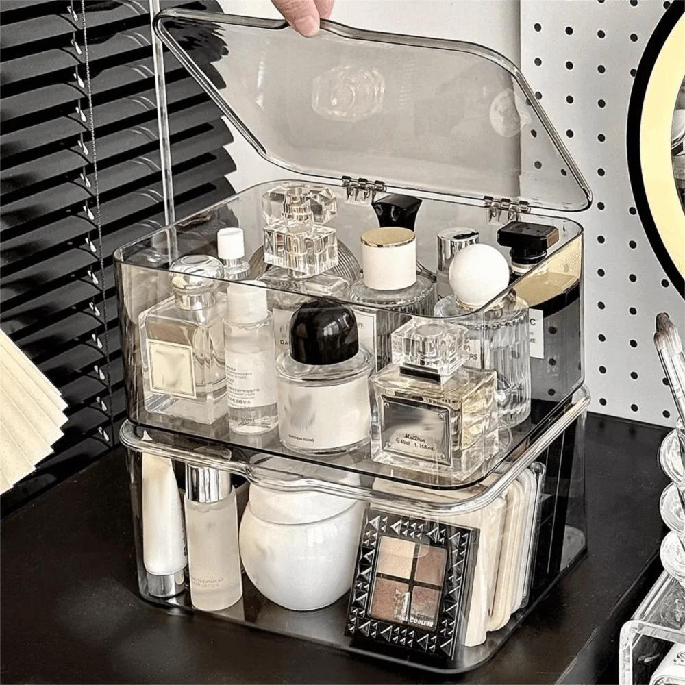 Acrylic Desktop Mask Storage Box Transparent Large Capacity Sundries Organizer Dust-proof with Cover Cosmetic Storage Case