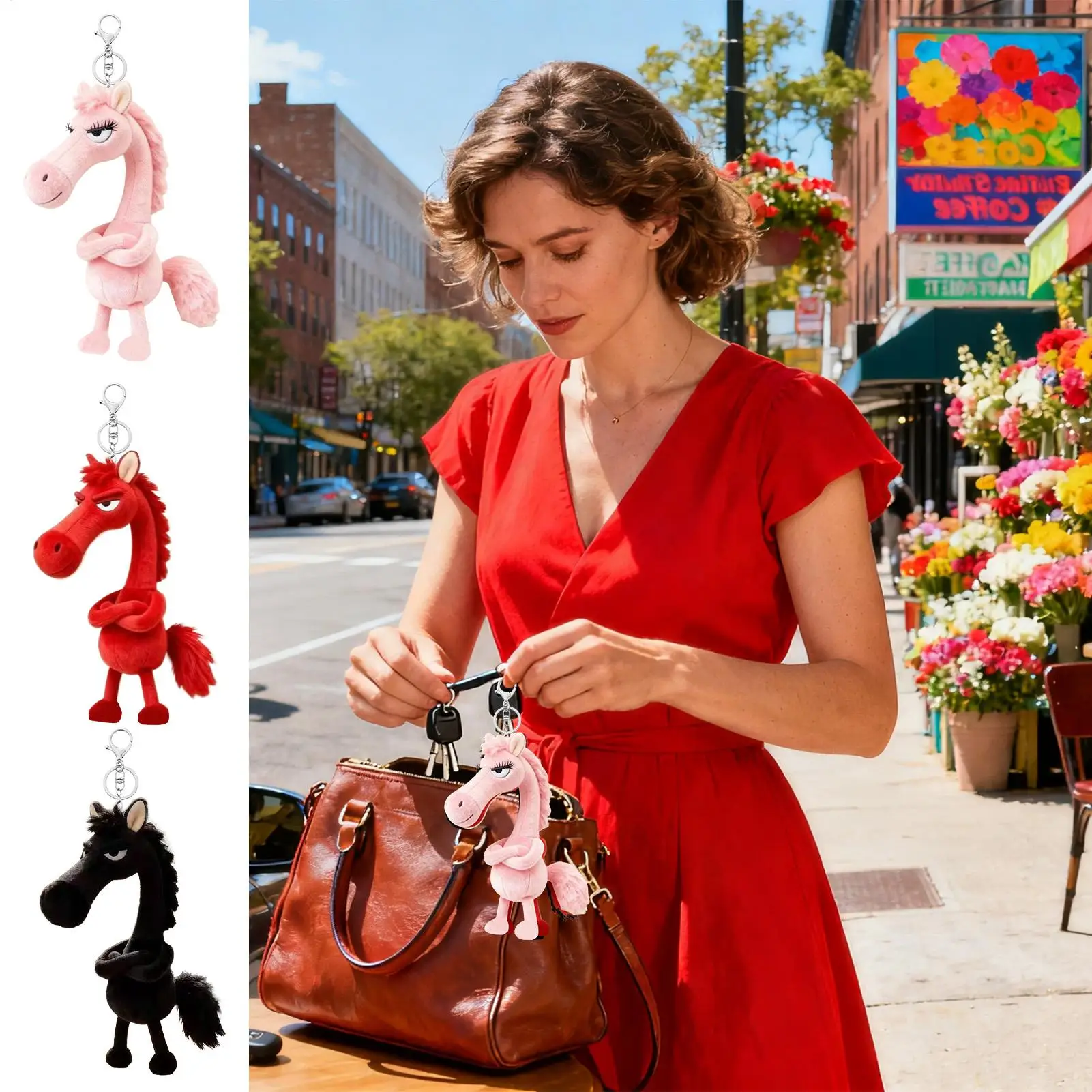 Niedlicher Schlüsselanhänger 2026, süßer Maskottchen-Schlüsselanhänger, kleiner gefüllter Schlüsselanhänger, Anhänger für Rucksack, Geldbörse, Gepäck, Rückspiegel, Telefon