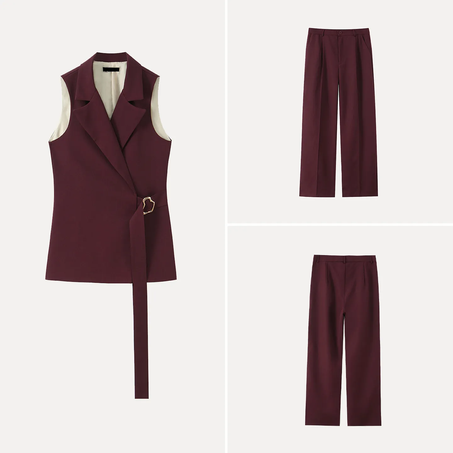 

Fashionable Sleeveless Suit Set Women's Simple Turn-down Collar Spring 2026 New Arrival Versatile Daily Wear Elegant Ensemble
