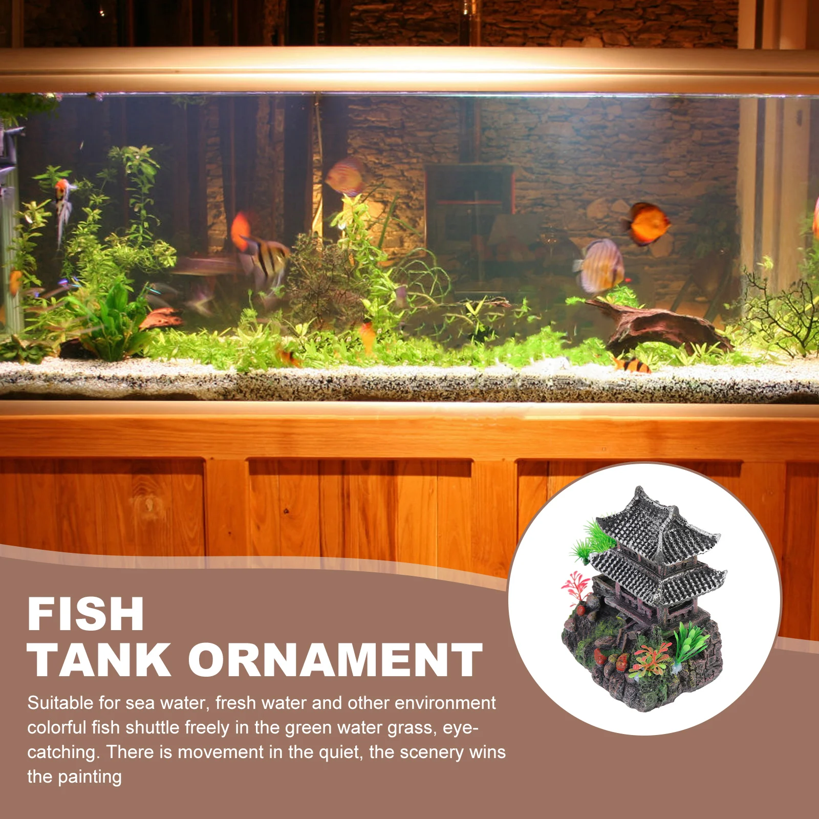 

Aquarium Decoration House Resin Fish House Ornament Hideaway Cave for Tank Landscape Underwater Shelter Pet Play Spot Realistic