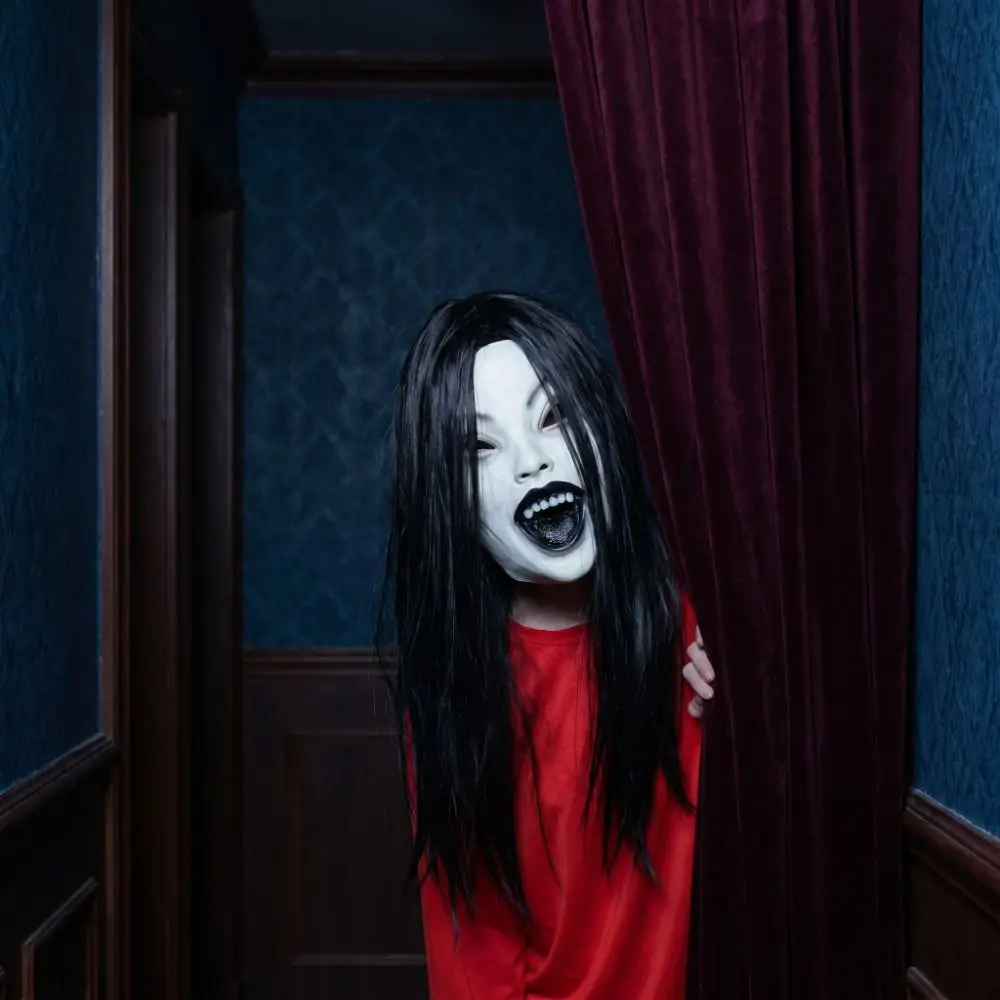 Masque Femme Fantôme en Latex à Cheveux Noirs – photo 7
