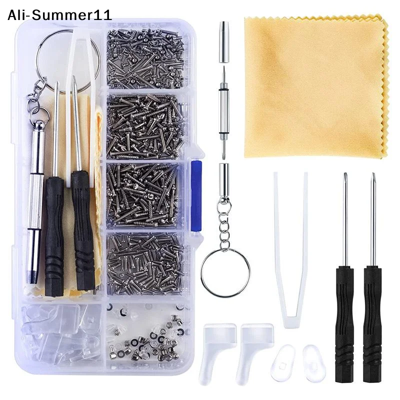 【Jr2】500Pcs/Box 2026 New Eyeglasses Sunglass Repair Tool Kits With Screws Nose Pads Screwdriver Nuts Optical Parts Assorted