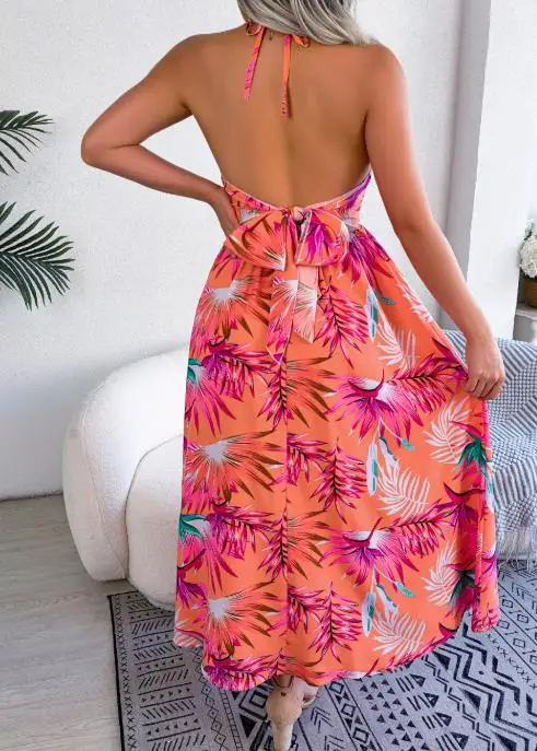 Abito estivo a canotta cava senza maniche 2025, abito da spiaggia per le vacanze, abito sexy senza schienale con scollo a V cavo da donna