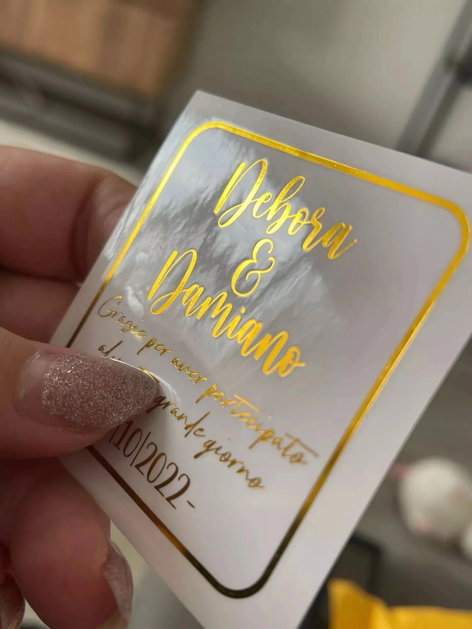 Pegatinas de logotipo personalizadas, Lámina transparente de oro y plata, pegatinas de logotipo de negocios, pegatinas de boda, lote de 100 unidades