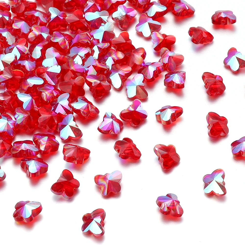 50 teile/los Schmetterling Kristall Perlen Mehrfarbige Facettierte Kristall Glas Lose Spacer Perlen Für DIY Schmuck Machen Halskette Armband