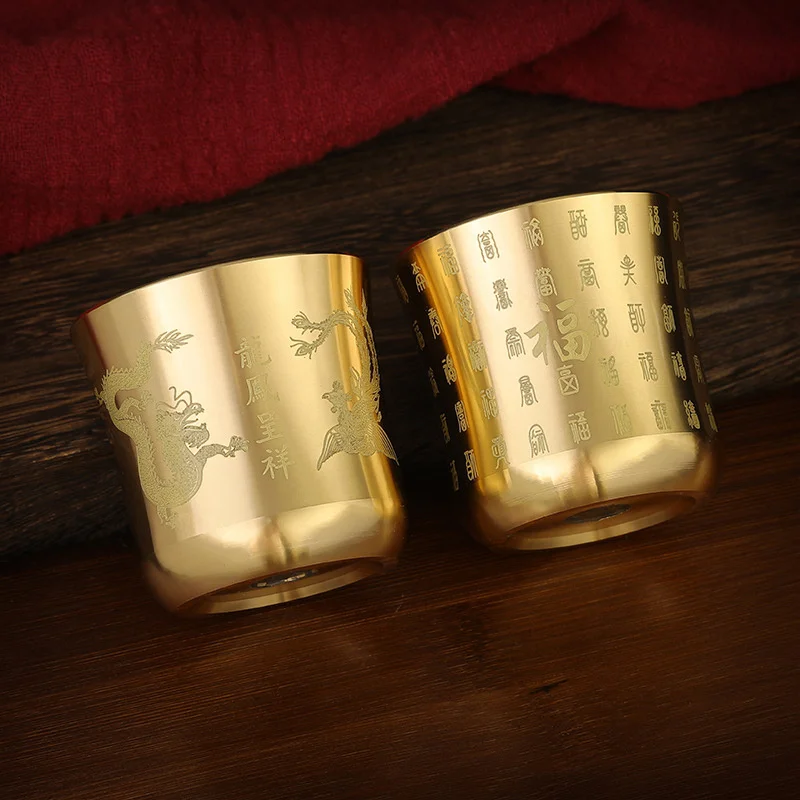 Brass Tea Cups Tea Mug Homeware China Antique Bar Drinkware Ancient Teacup For Drink Tea Coffee Tabletop Home Office Decor