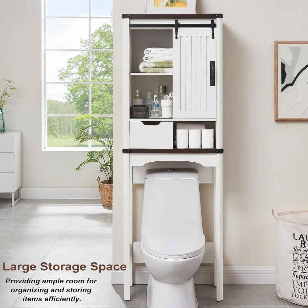 Toilet Lockers, Farmhouse Lockers with Adjustable Shelves and Sliding Barn Doors, Freestanding
