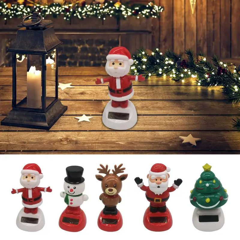 Snowman Christmas Swinging Toy Shaking Head Cartoon Christmas Doll Toys Solar Powered Dancing Car Ornaments Car Accessories