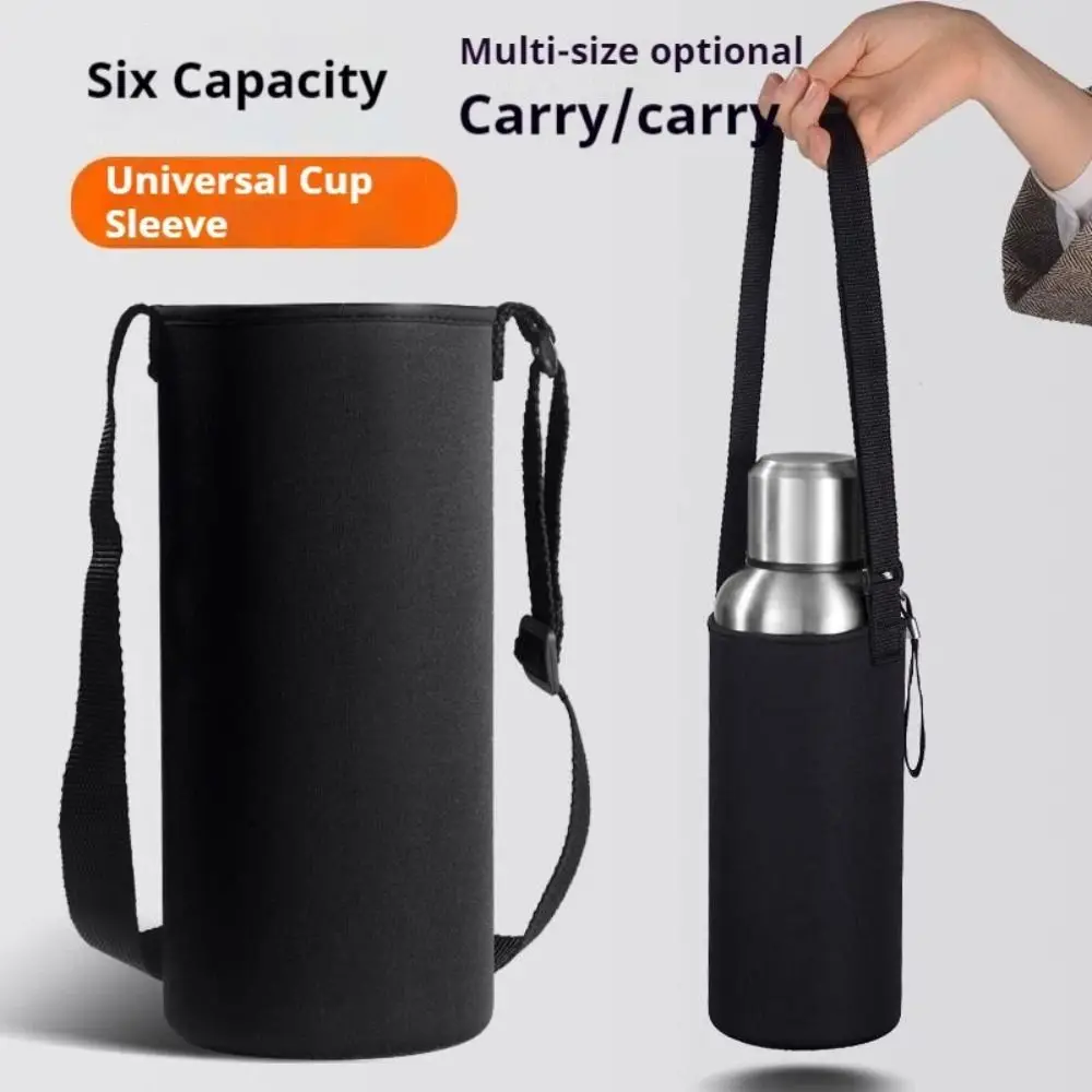 Portable 750ML/1000ML/1500ML Water Bottle Holder Adjustable Strap Black Insulated Bottle Pouch Neoprene Bottle Cup Pouch