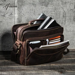 Maletín Retro de lujo para hombre, bolso de negocios informal de cuero genuino, bolso de mensajero para documentos, bolsos cruzados de hombro