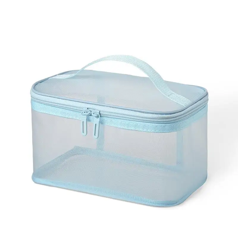 Transparent Mesh Cosmetic Bag Large Capacity Single Layer Travel Makeup Skincare Storage