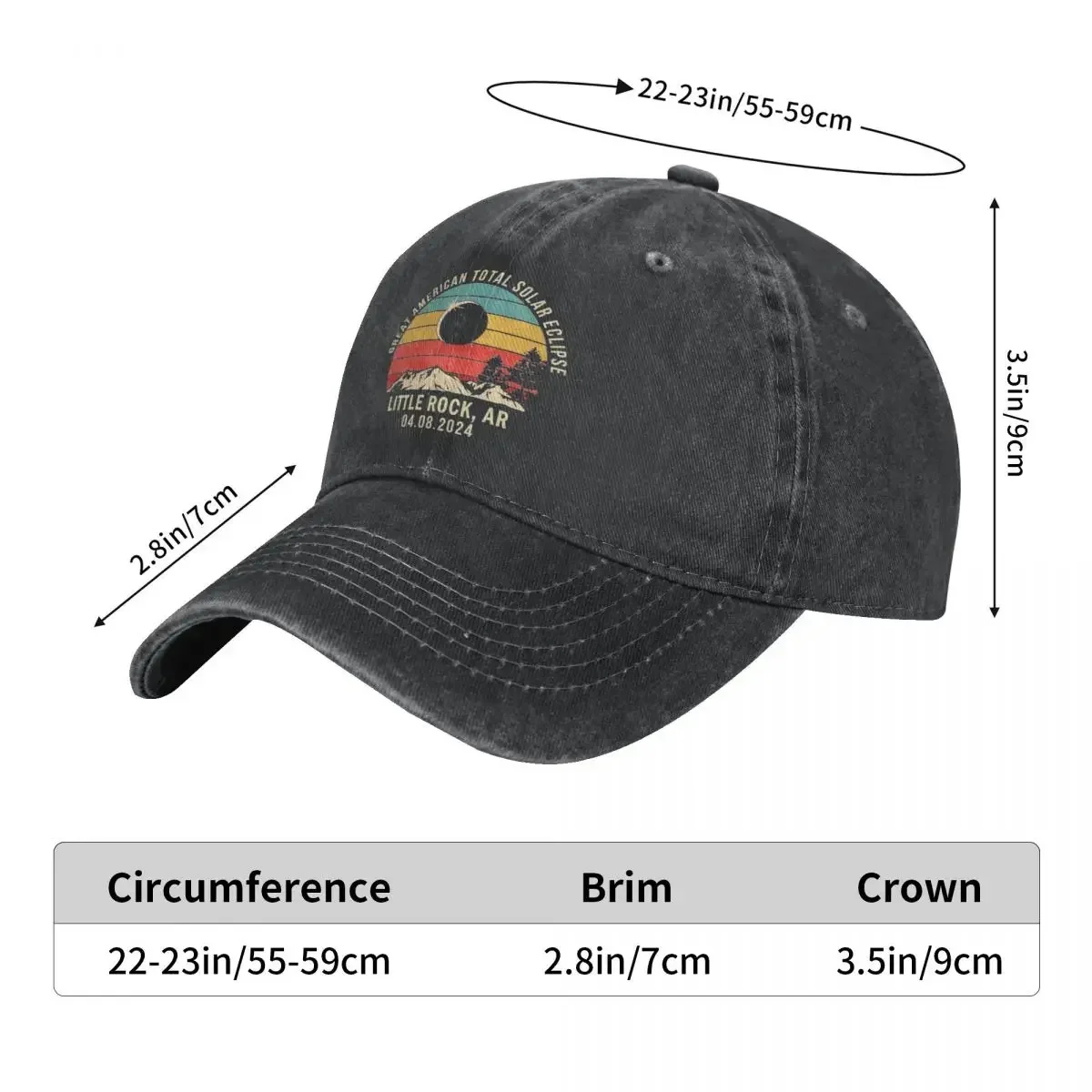 Casual Little Rock Total Solar Eclipse 2024 Baseball Caps Unisex Style Distressed Washed Headwear Outdoor Summer Caps Hat