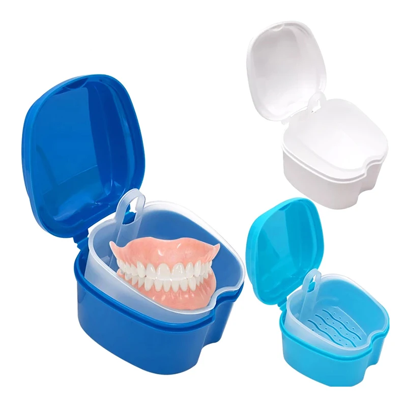 1PC Denture Storage Box Case Denture Brush Set Dental Retainer False Teeth With Strainer Denture Cups Soaking Dentures Case