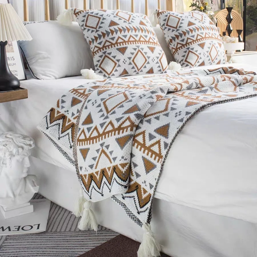Homestay Hotel Bohemian Style Dustproof Bed Tail Towel Sofa Blanket Home Bed Flag Bed Cover Apartment Home Decoration TowelZG949