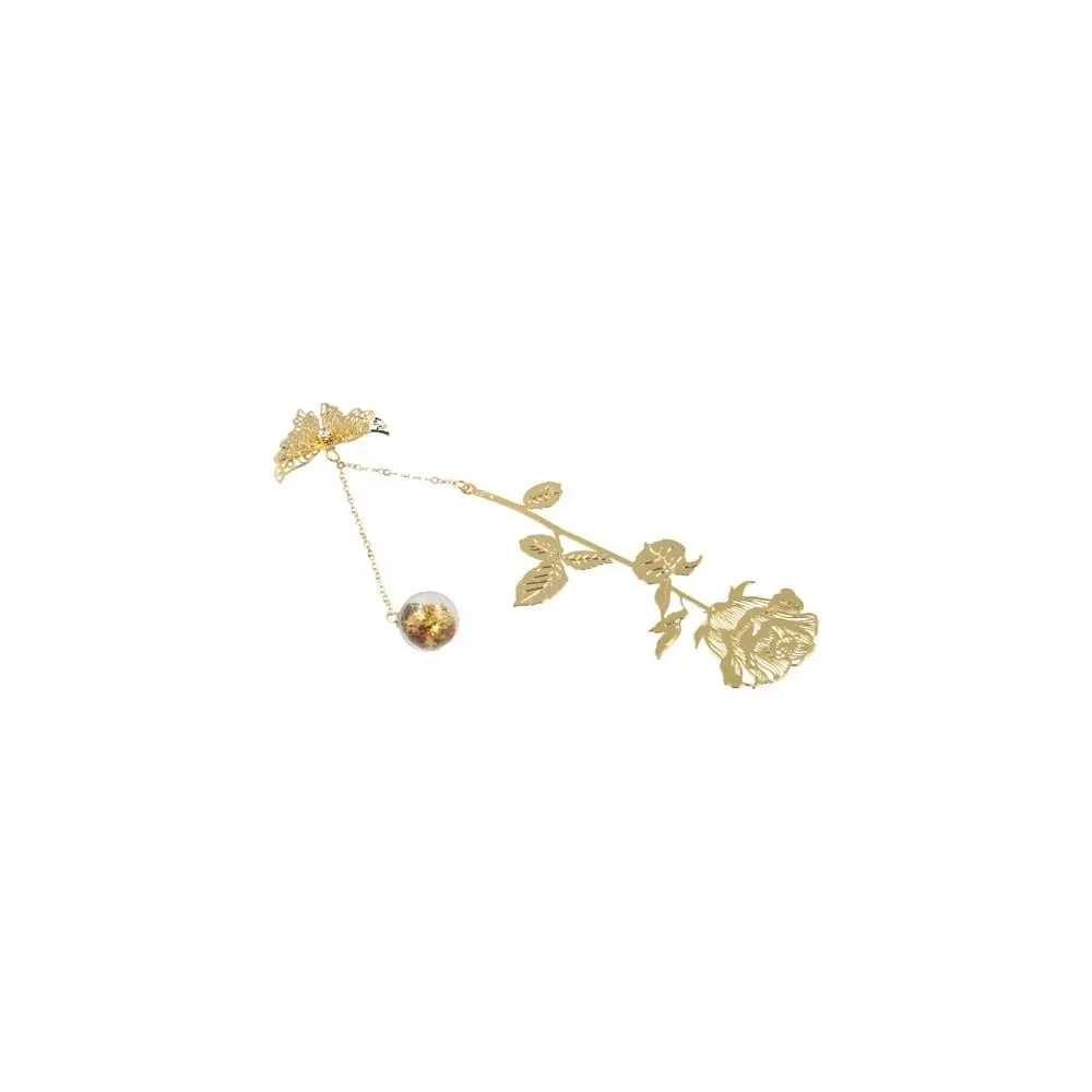 1 Set Christmas Gift With Gift Box Metal Bookmark Classic Style Vintage Golden Rose Bookmarks Golden Rose Leaf Vein Page Marker