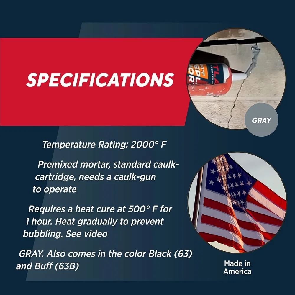 خرطوشة ملاط مدفأة رمادية 10.3 أونصة من روتلاند - 63 جرام