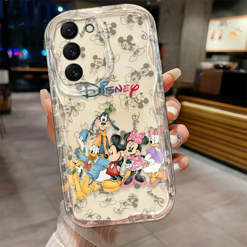 Disney Minnie Mickey Pink Phone Case For S21 S23 S24 Ultra Plus FE A55 A35 A25 A05S A54 A53 A52 A33 A32 Wave Oil Cover